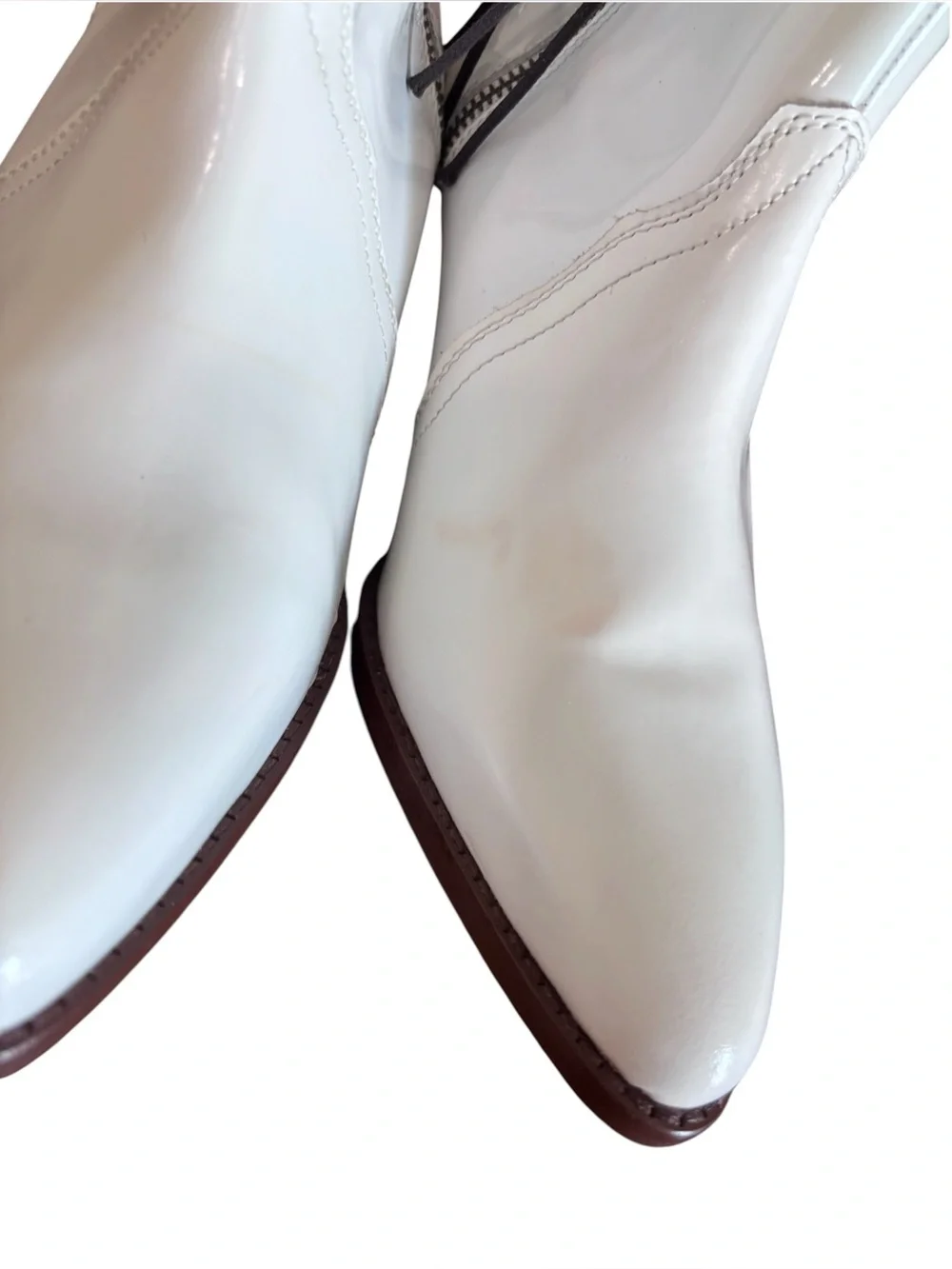 Free People New Frontier Western Booties Ivory White Patent Boots size 9